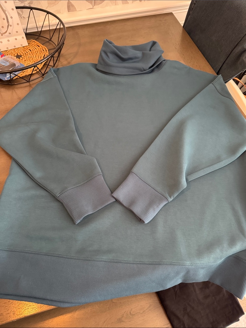 Womens Turtleneck Sweatshirt in Slate Blue
